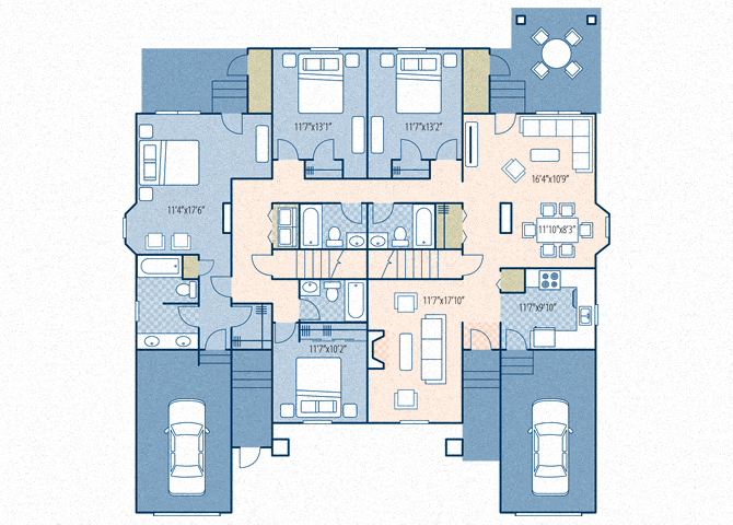 Floor plan for 4 beds, 4 baths, 2142 sqft